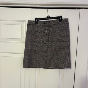 LOFT Black and White Checkered Mini Skirt